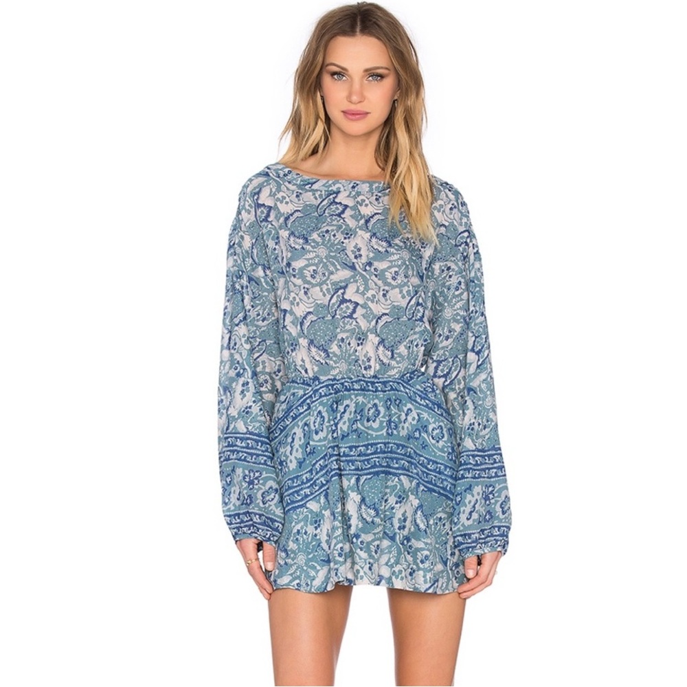 Free People Silver Sun Mini Dress Boho Festival Beach Party